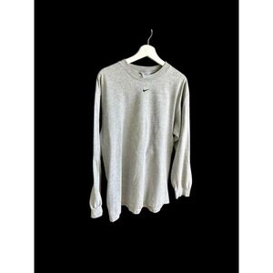 Vintage Nike Embroidered Center Swoosh Long Sleeve Shirt Gray Men's Sz Large